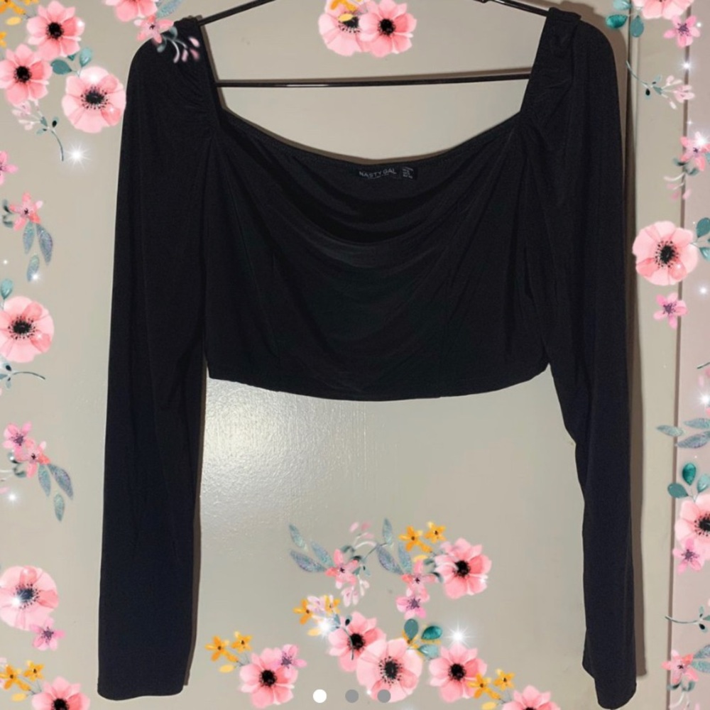 Black Stretch Nasty Gal Long Sleeve Crop Top